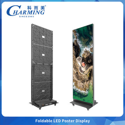 ইনডোর P1.86 P2 P2.5 ভাঁজযোগ্য স্ট্যান্ডিং পোস্টার LED ডিসপ্লে হুইল সহ ভিডিও LED ডিসপ্লে বিজ্ঞাপন LED স্ক্রিন