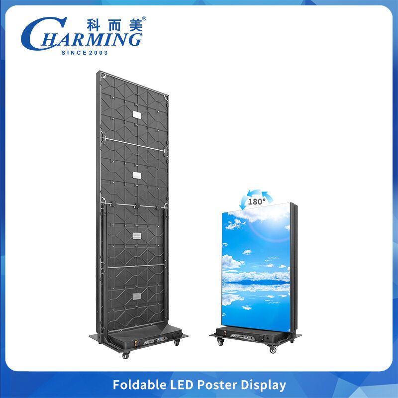 Indoor Foldable LED Poster Display with P1.86 P2 P2.5 Pixel Pitch 7680Hz Refresh Rate and Front Maintenance Aluminum Cabinet