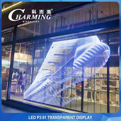কমনীয় আউটডোর স্বচ্ছ LED ওয়াল ডিসপ্লে অ্যান্টি সংঘর্ষ 500x1000mm